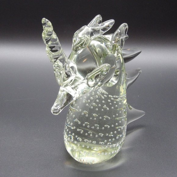 Vintage Hand Blown Art Glass Unicorn with Applied Mane & Applied Horn 7"H x 6"W - Picture 3 of 10